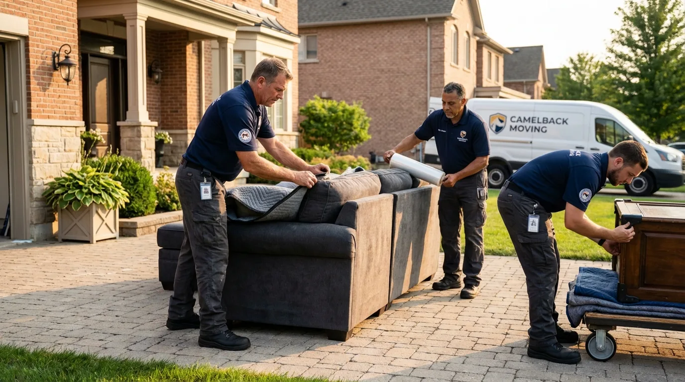 Large estate moving crew wrapping furniture in Palos Park, IL