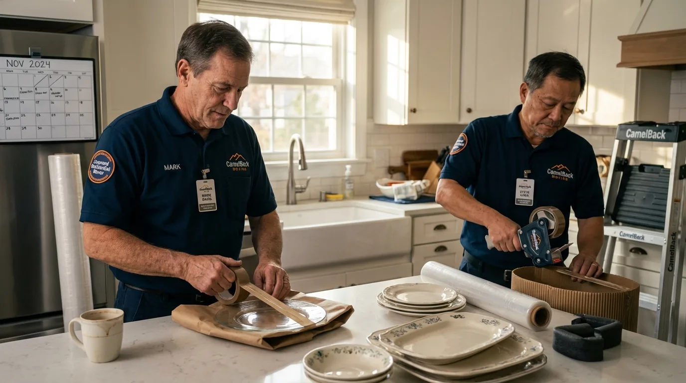 Professional crew packing kitchen dishware in Palos Park, IL