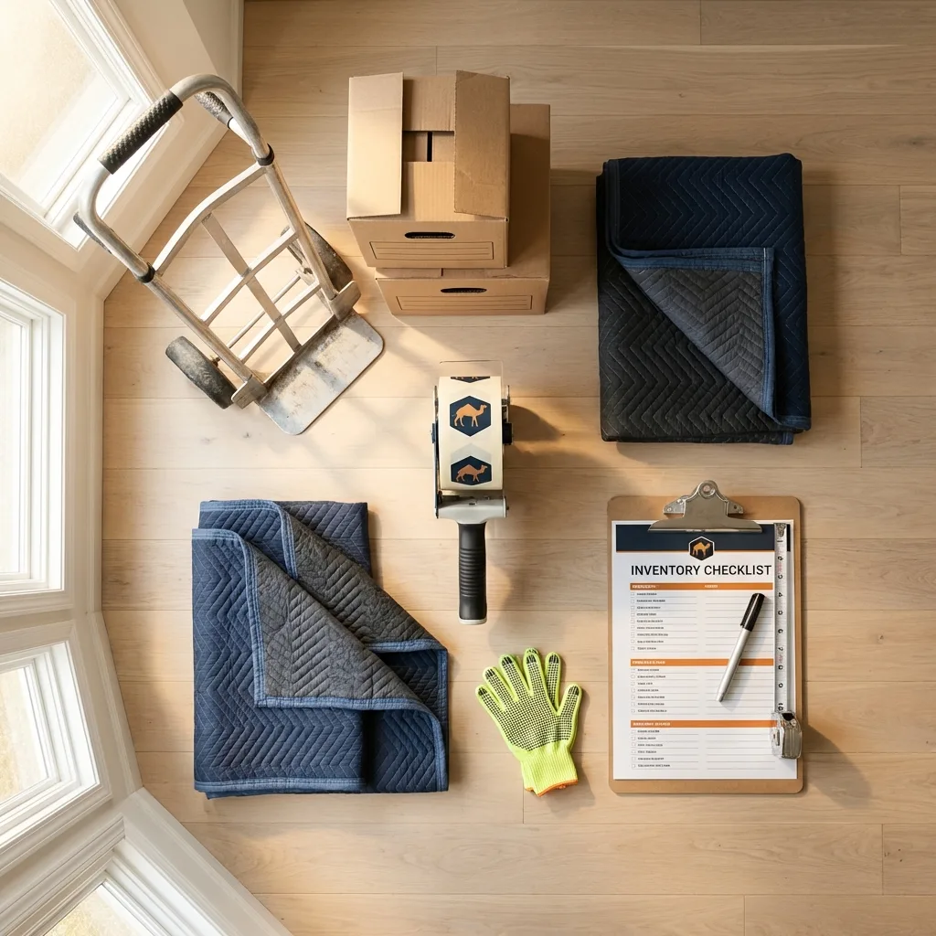 Professional moving supplies and packing materials layout for Palos Park residential relocations